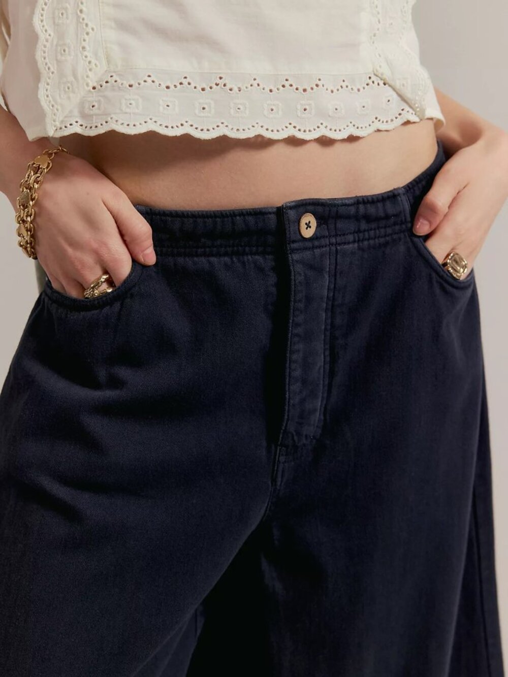 NWOT - Free People - We The Free Love Me Not Bloomer Jean - Black - Sz Large - Picture 3 of 6